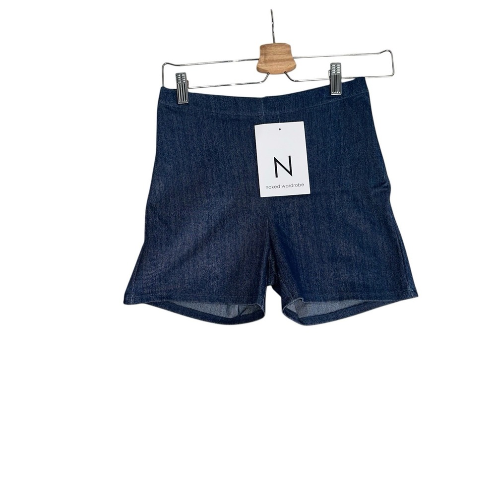 Naked Wardrobe Womens Size S Denim Shorts Blue High Rise Mini Booty Shorts New